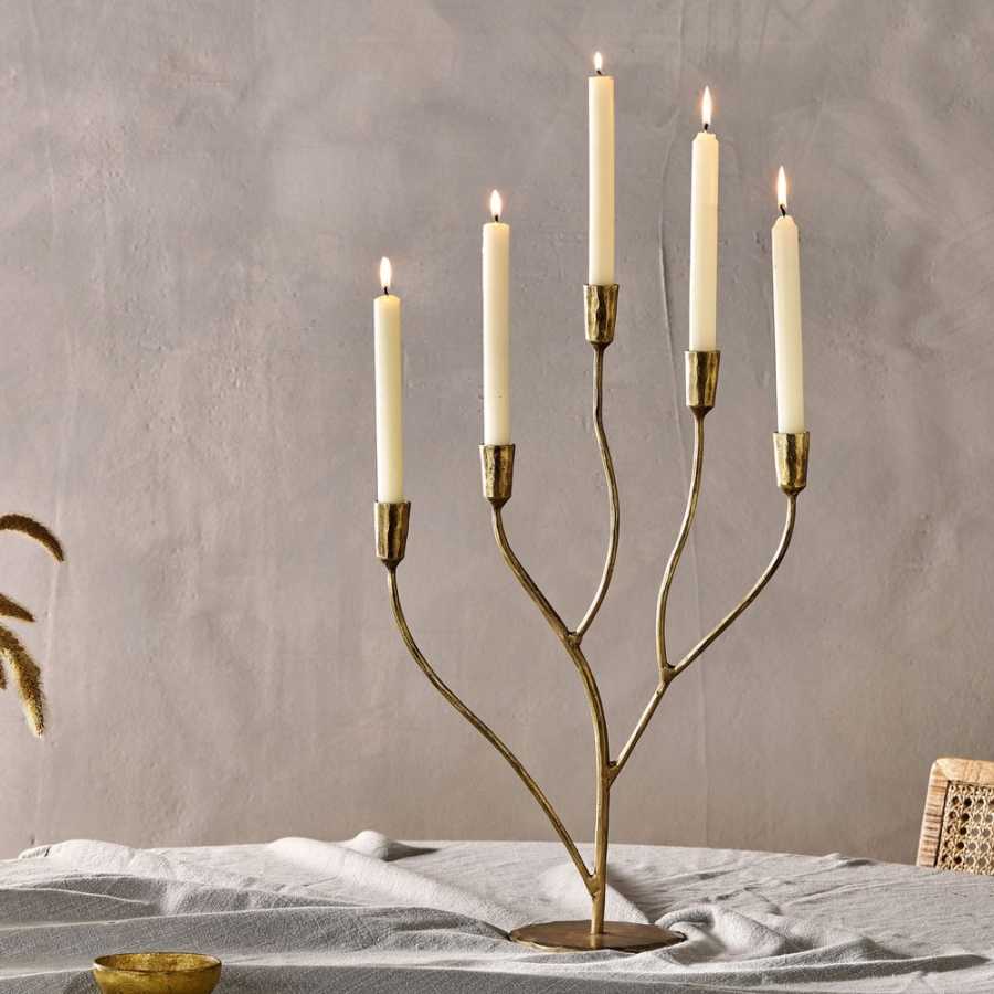 Nkuku Palani 5 Candelabra - Antique Brass