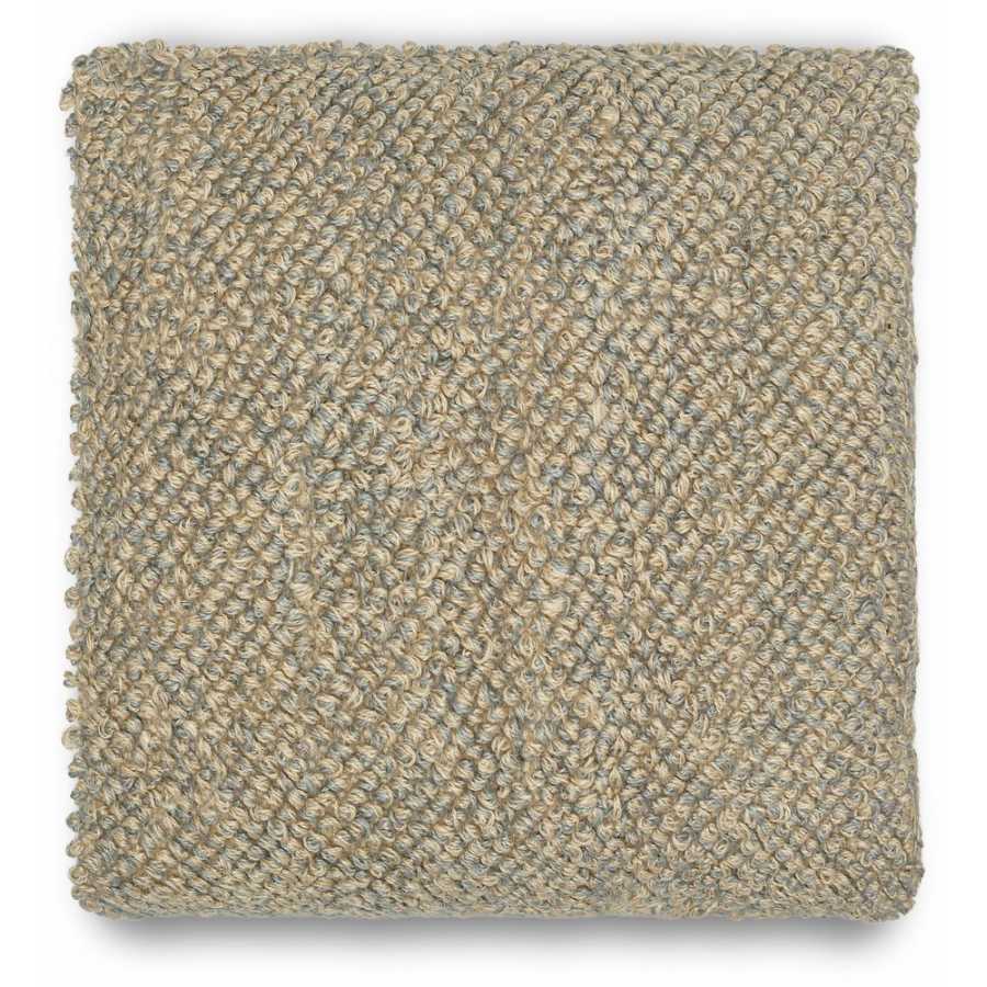 Nkuku Paduna Square Cushion Cover - Soft Blue & Brown