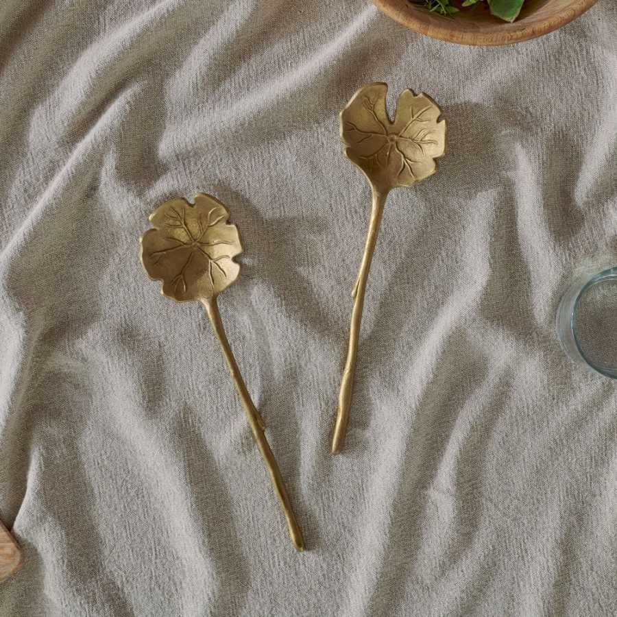 Nkuku Prakriti Salad Servers - Set of 2 - Brushed Gold