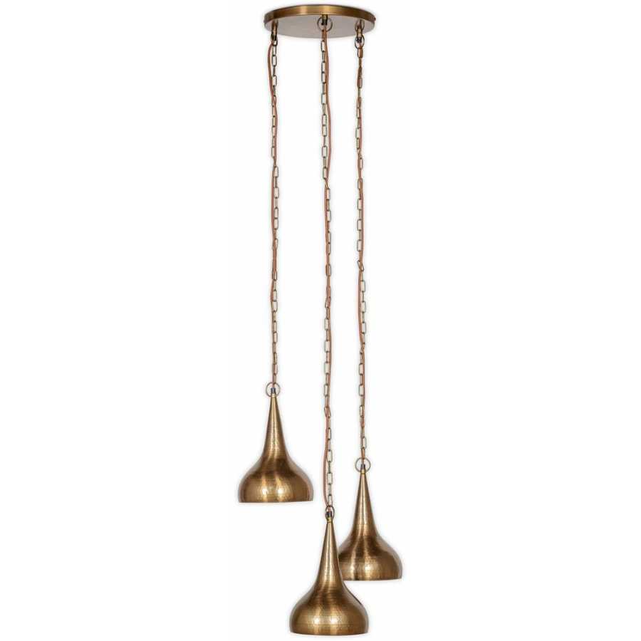 Nkuku Quinn 3 Pendant Light - Antique Brass