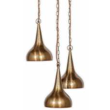 Nkuku Quinn 3 Pendant Light - Antique Brass