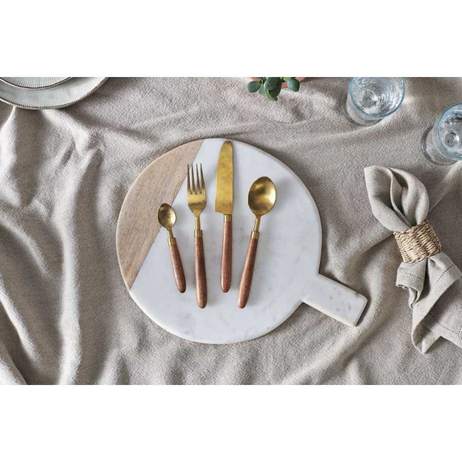 Nkuku Soni Cutlery - Set of 16 - Gold & Acacia