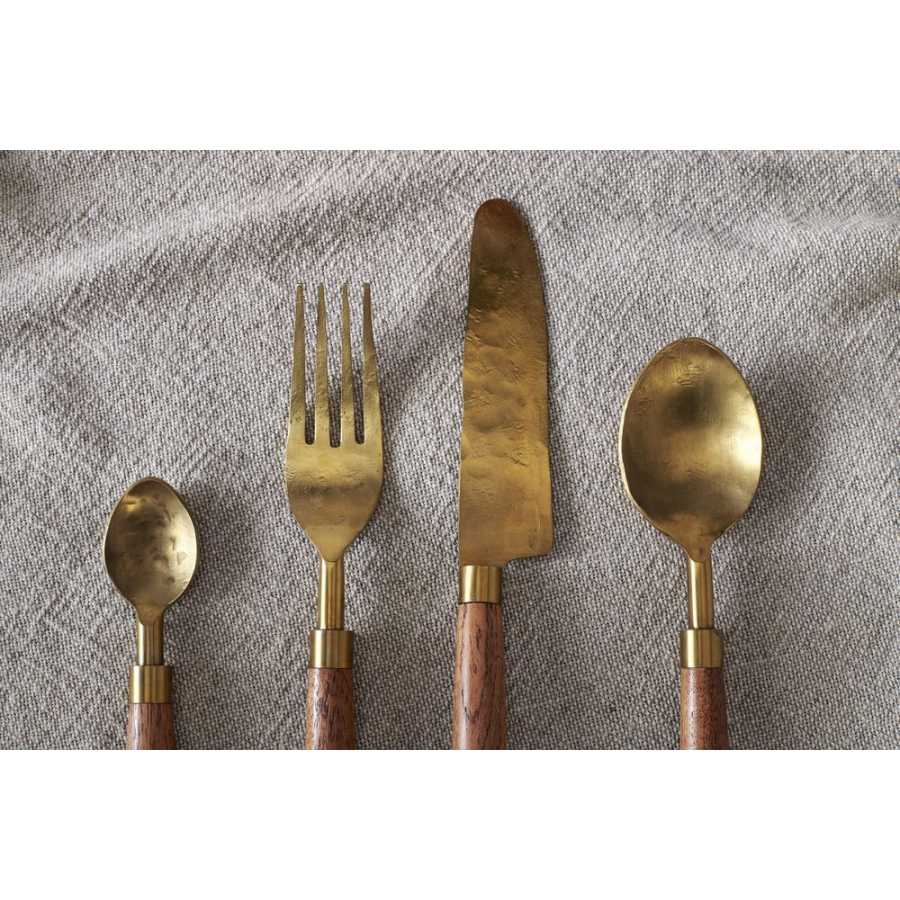 Nkuku Soni Cutlery - Set of 16 - Gold & Acacia