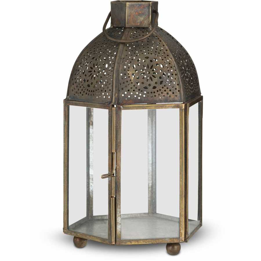 Nkuku Sabra Hurricane Lantern - Aged Antique