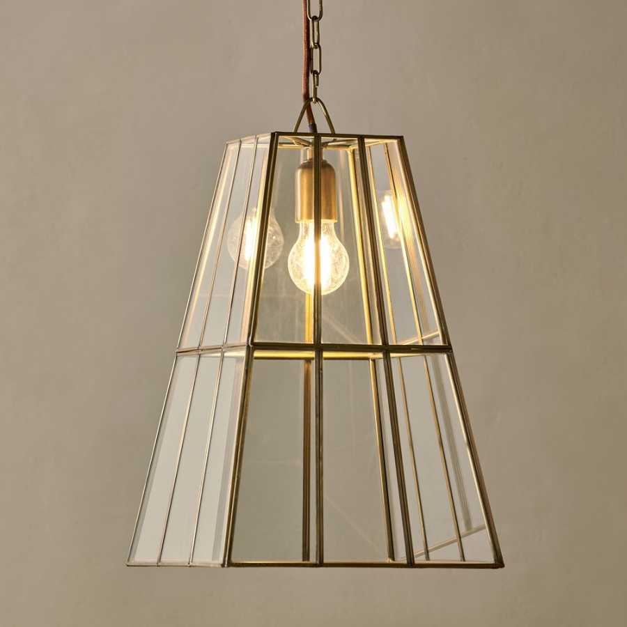 Nkuku Solan Pendant Light - Antique Brass & Clear