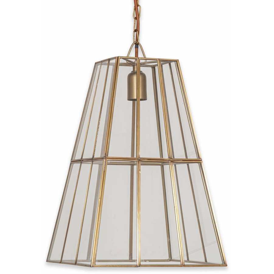 Nkuku Solan Pendant Light - Antique Brass & Clear