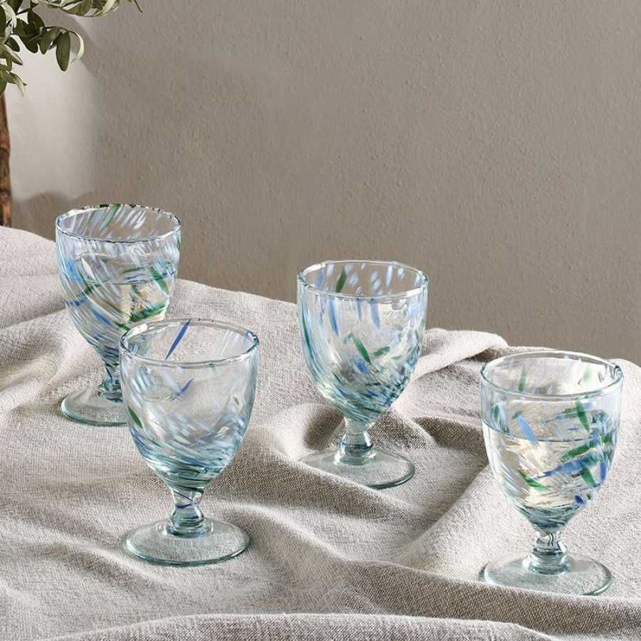 Nkuku Taja Wine Glasses - Set of 4 - Sea Blue