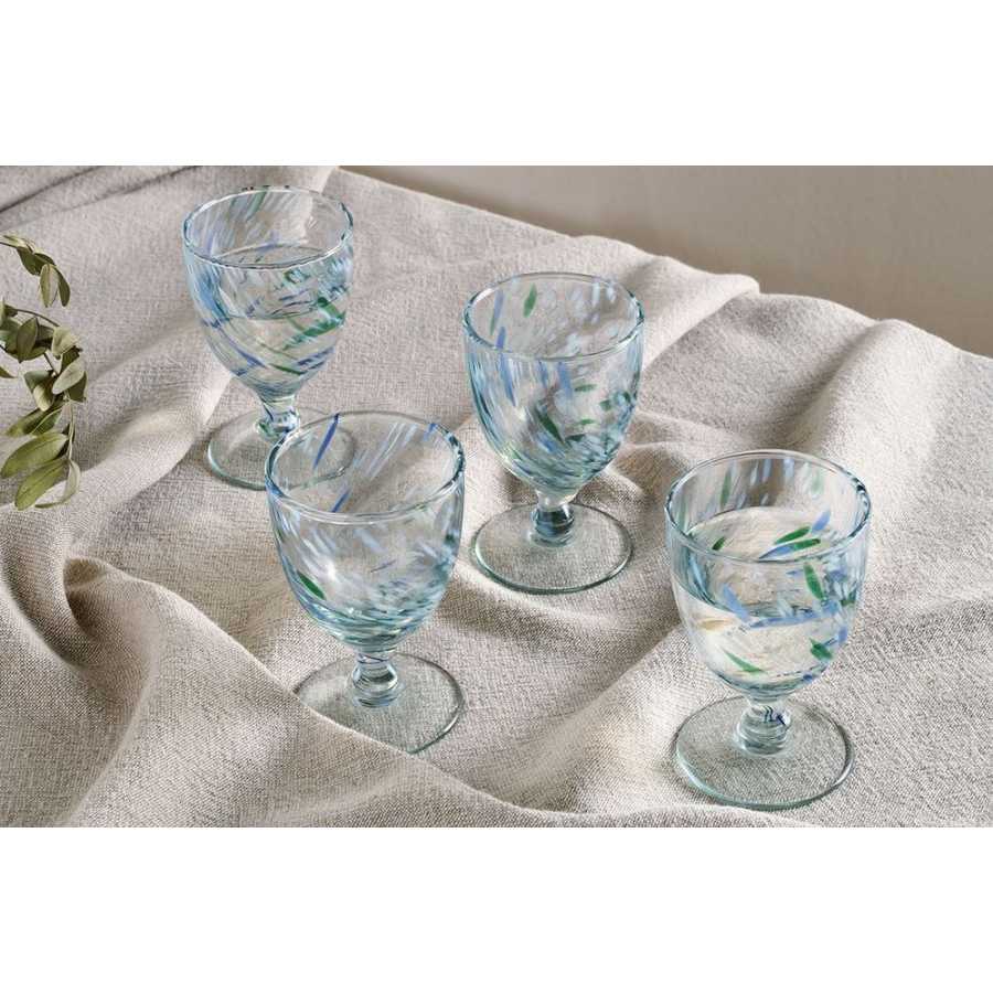 Nkuku Taja Wine Glasses - Set of 4 - Sea Blue