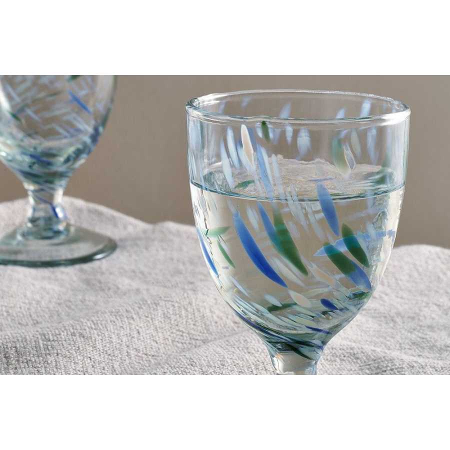 Nkuku Taja Wine Glasses - Set of 4 - Sea Blue