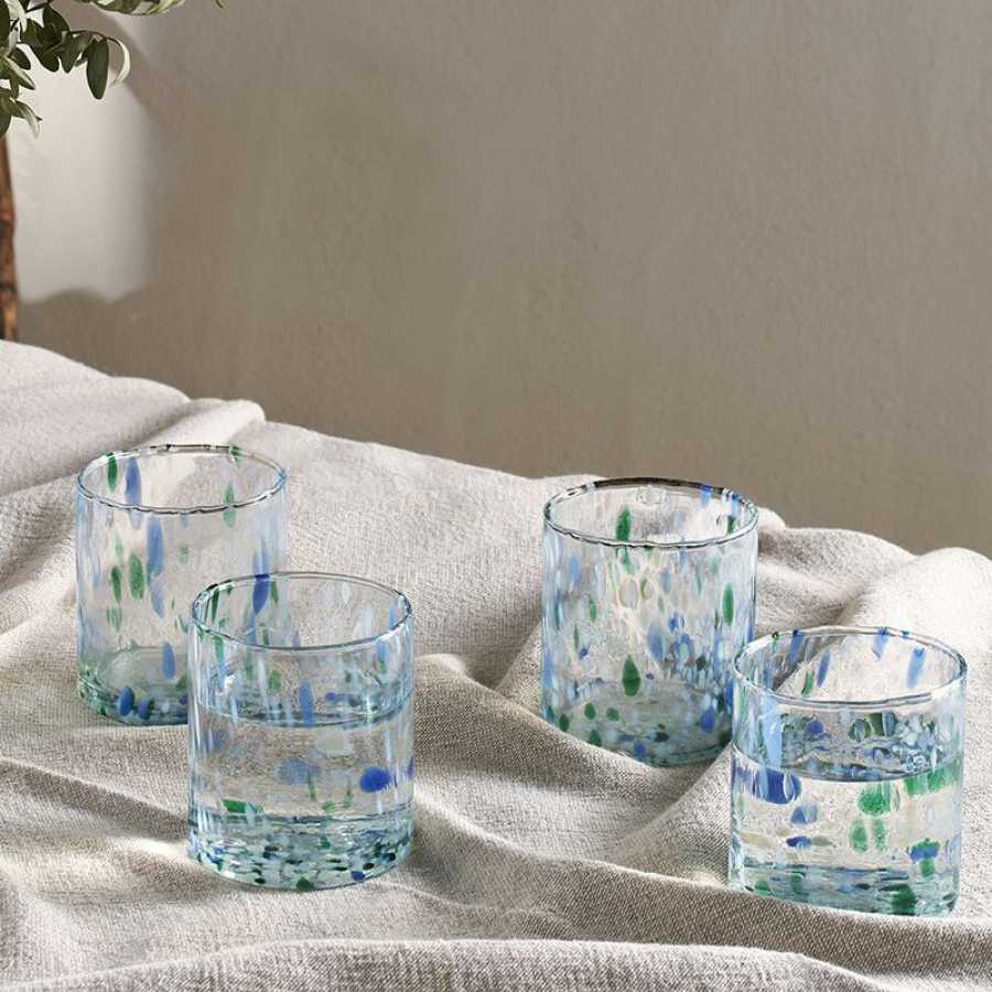 Nkuku Taja Tumbler Glasses - Set of 4 - Sea Blue