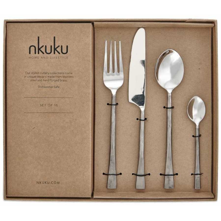 Nkuku Usa Cutlery - Set of 16 - Brushed Silver