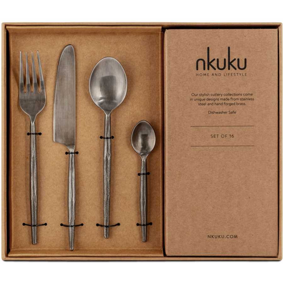 Nkuku Yani Cutlery - Set of 16 - Matt Black