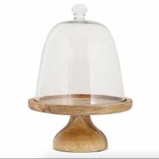 Nkuku Kannati Mango Wood & Glass Cheese Stand