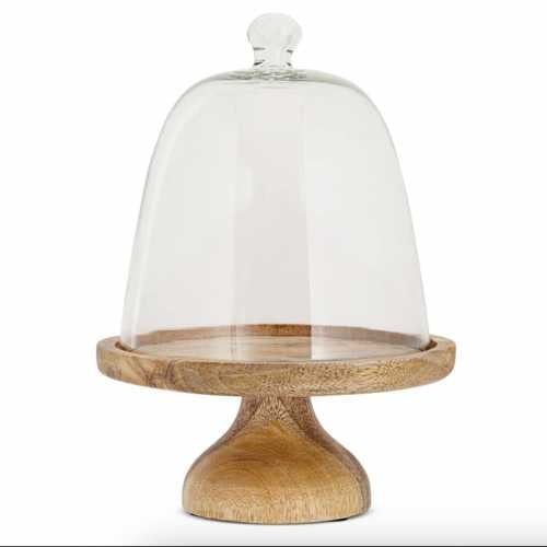 Nkuku Kannati Mango Wood & Glass Cheese Stand