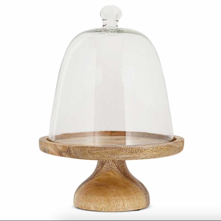 Nkuku Kannati Mango Wood & Glass Cheese Stand