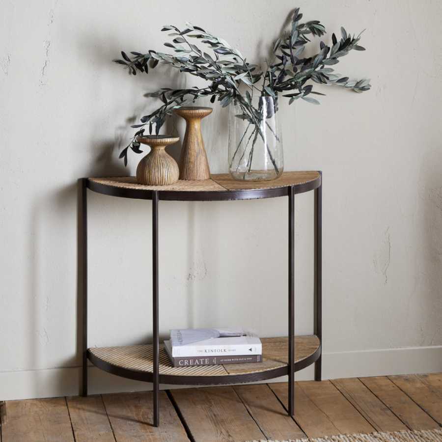 Aasha Mango Wood Half Moon Console Table - Natural