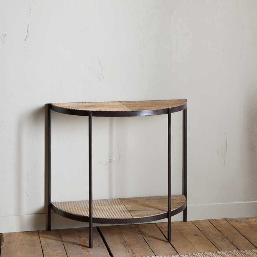 Aasha Mango Wood Half Moon Console Table - Natural
