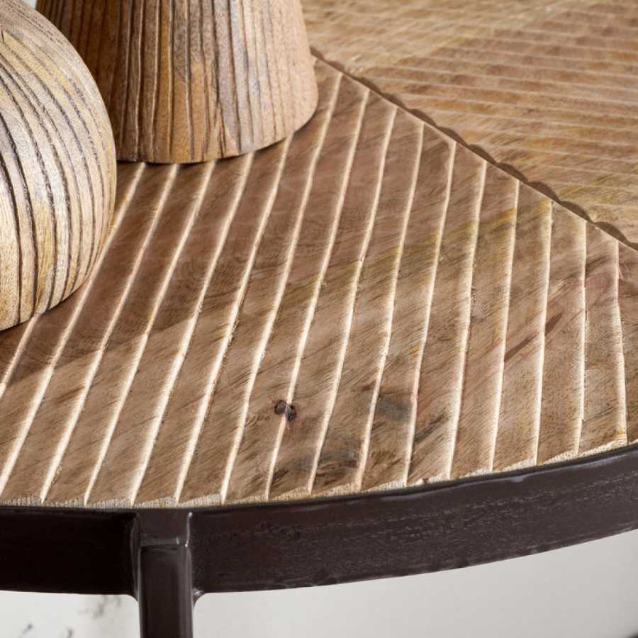 Aasha Mango Wood Half Moon Console Table - Natural