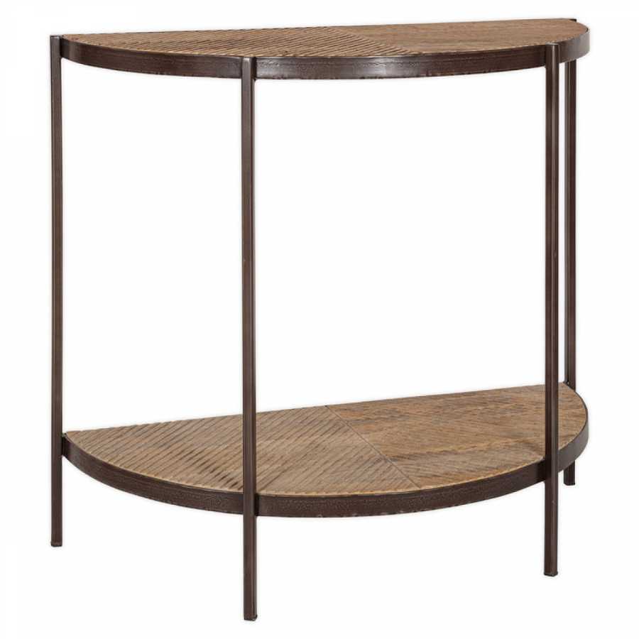 Aasha Mango Wood Half Moon Console Table - Natural
