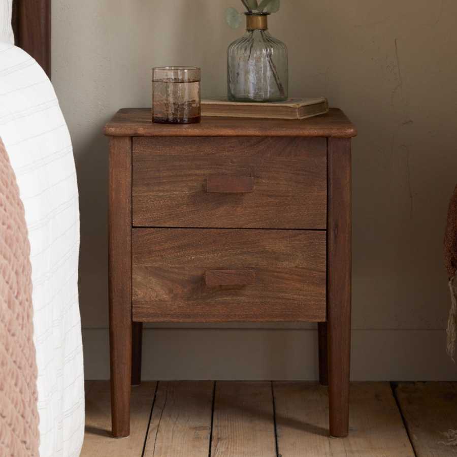 Nkuku Anbu Acacia Bedside Table - Washed Walnut