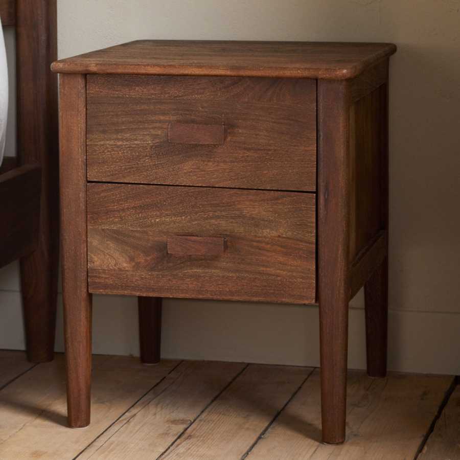 Nkuku Anbu Acacia Bedside Table - Washed Walnut