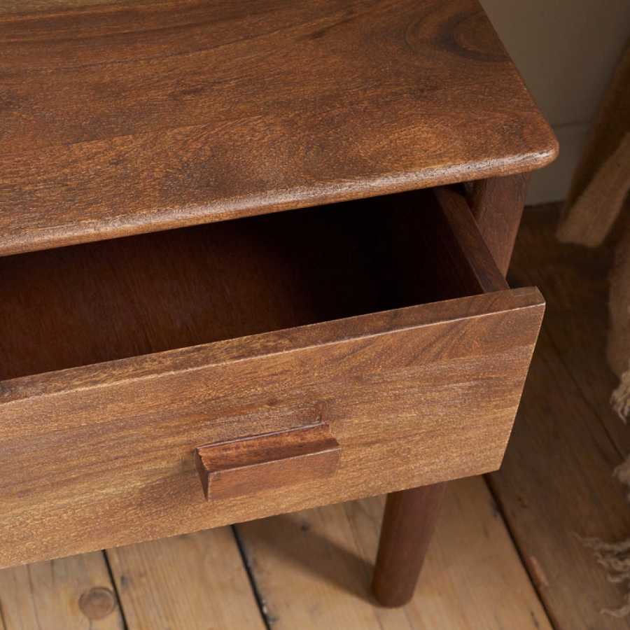Nkuku Anbu Acacia Bedside Table - Washed Walnut