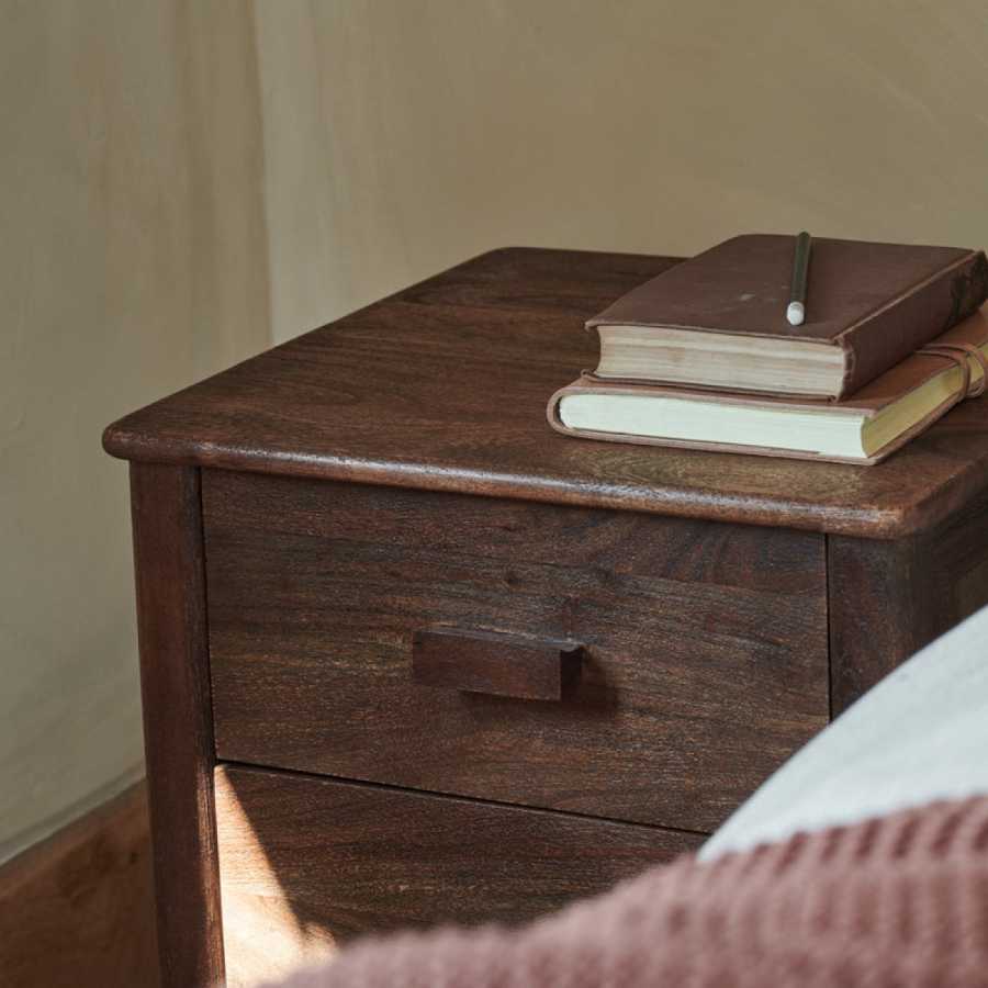 Nkuku Anbu Acacia Bedside Table - Washed Walnut