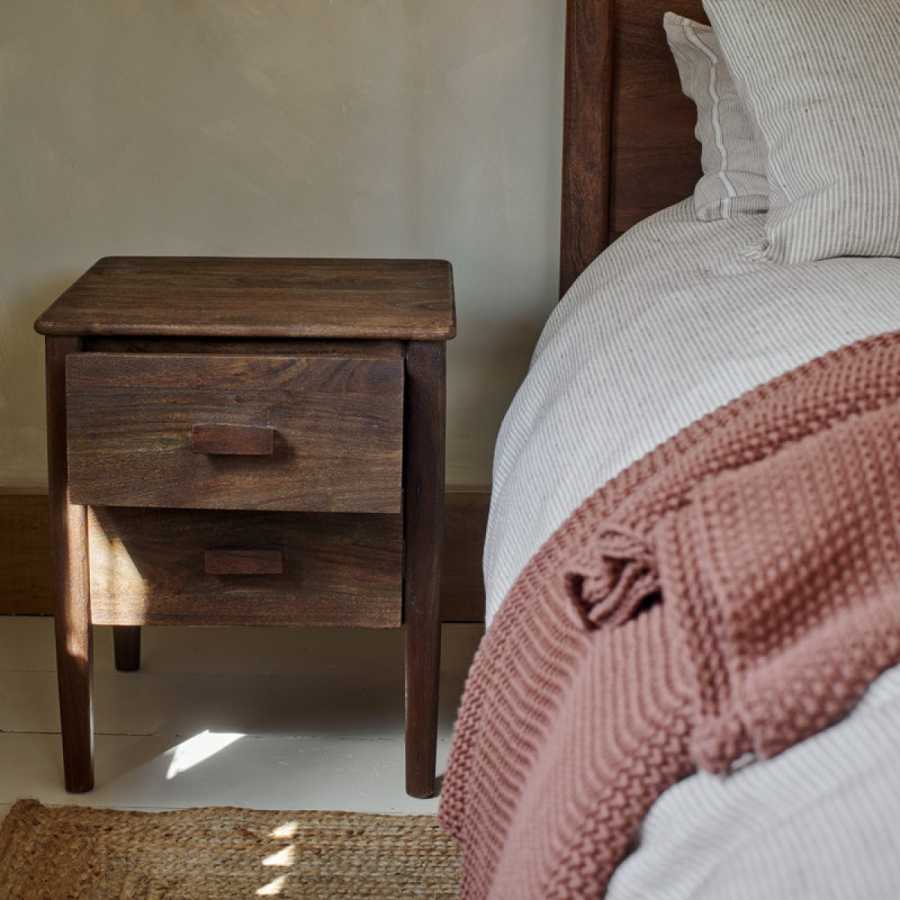 Nkuku Anbu Acacia Bedside Table - Washed Walnut