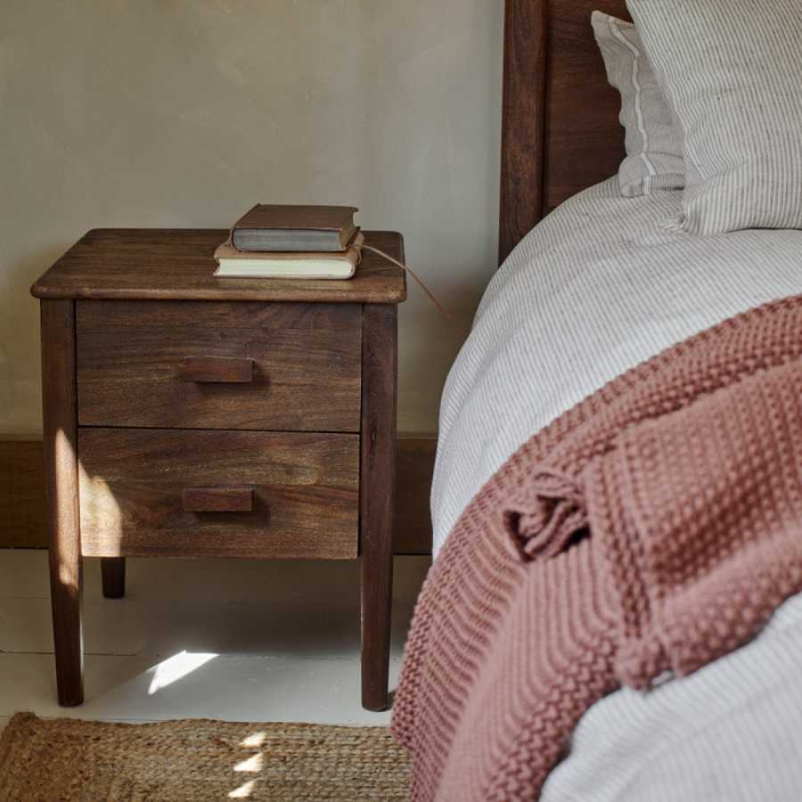Nkuku Anbu Acacia Bedside Table - Washed Walnut