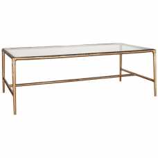 Nkuku Gilasi Cast Metal & Glass Coffee Table - Antique Brass