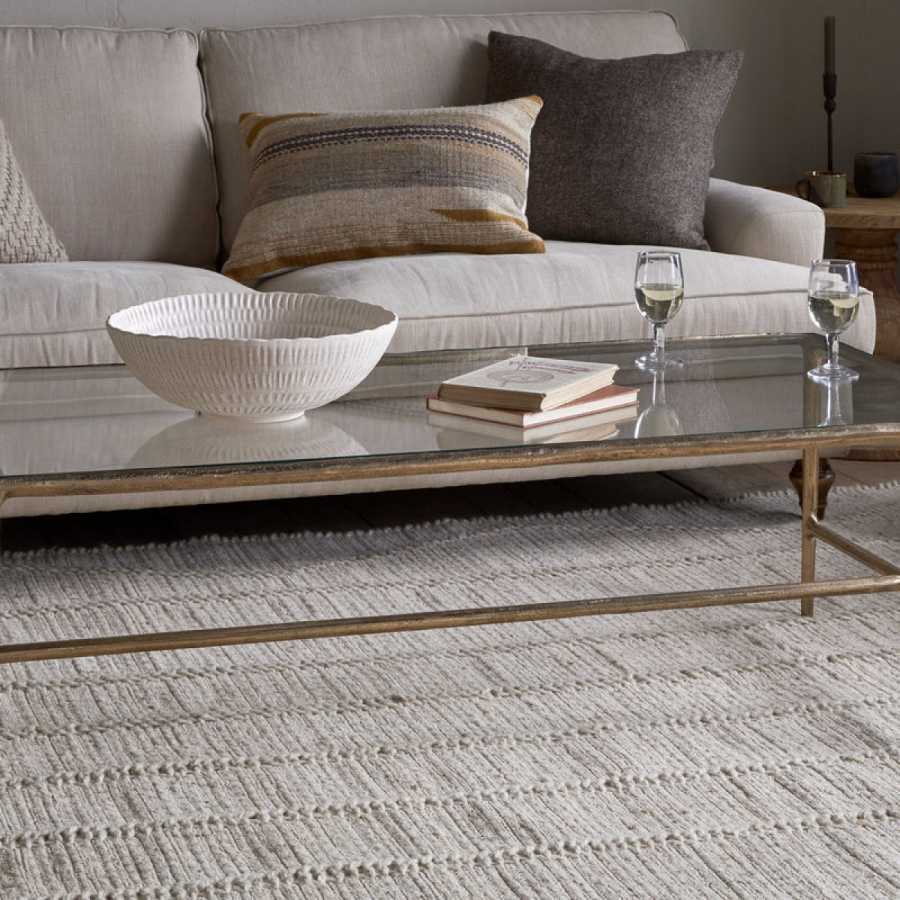Nkuku Gilasi Cast Metal & Glass Coffee Table - Antique Brass