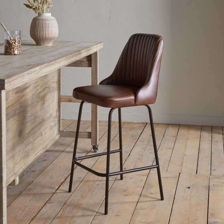 Harsha Leather Counter Chair - Chocolate Brown