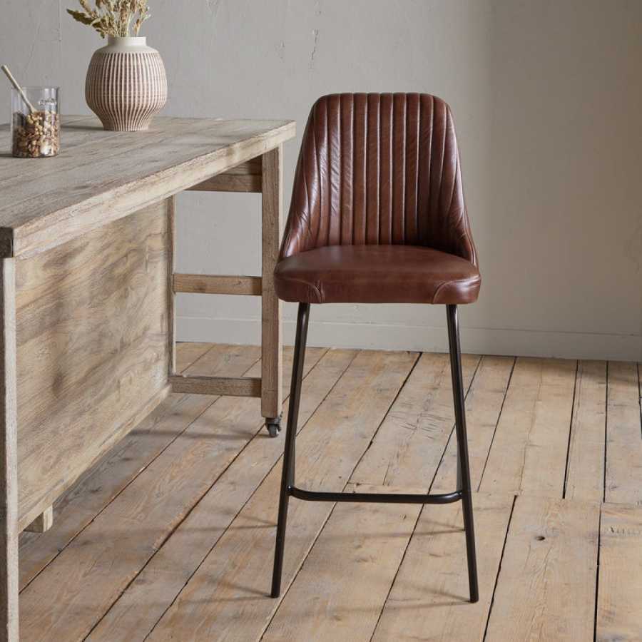 Harsha Leather Counter Chair - Chocolate Brown