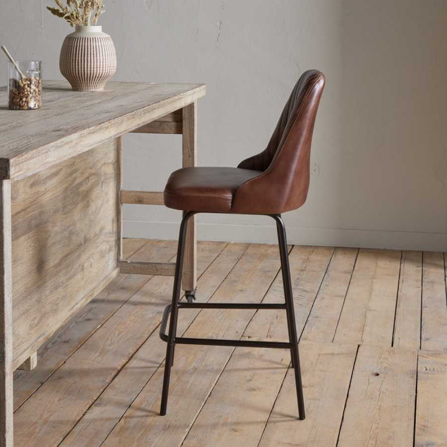 Harsha Leather Counter Chair - Chocolate Brown