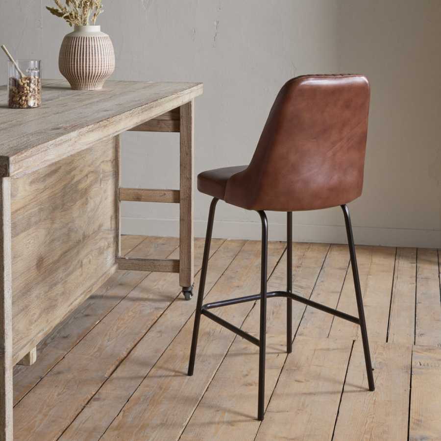 Harsha Leather Counter Chair - Chocolate Brown
