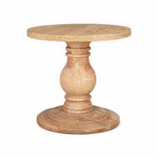 Nkuku Laya Round Carved Side Table - Natural