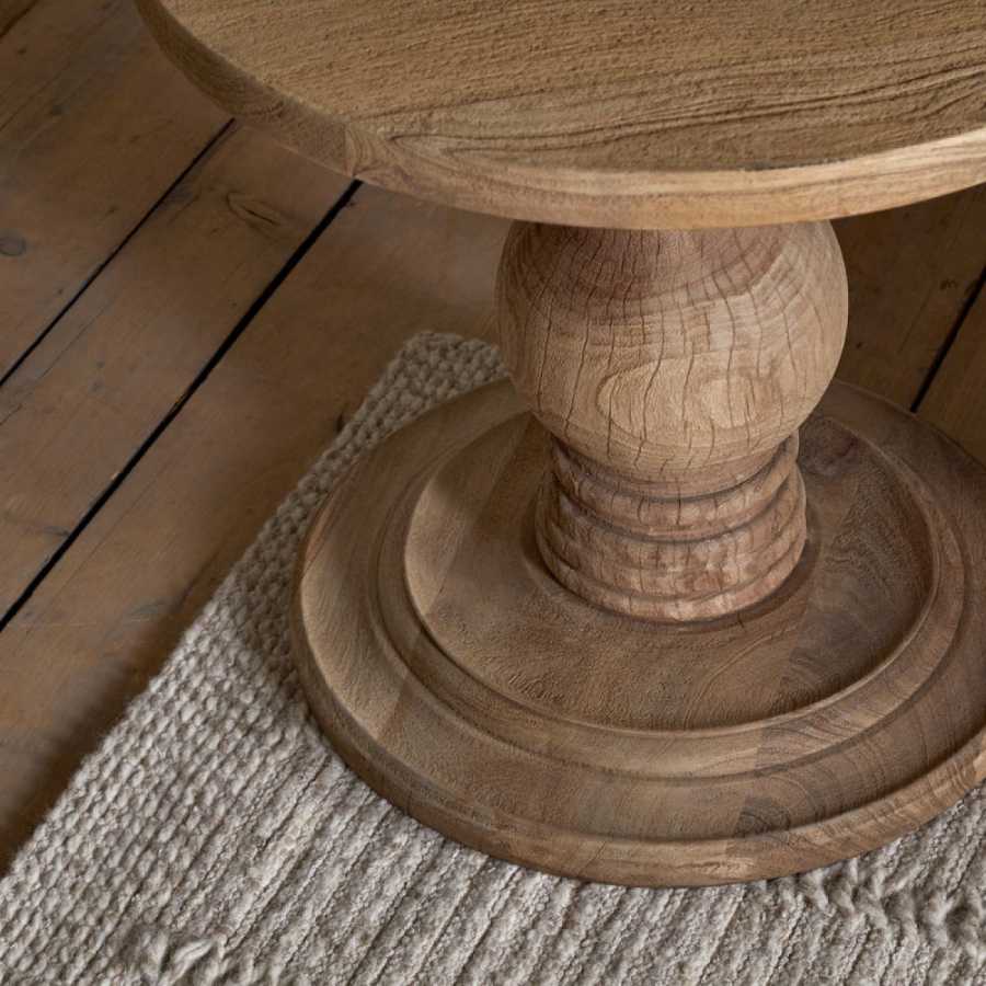 Nkuku Laya Round Carved Side Table - Natural