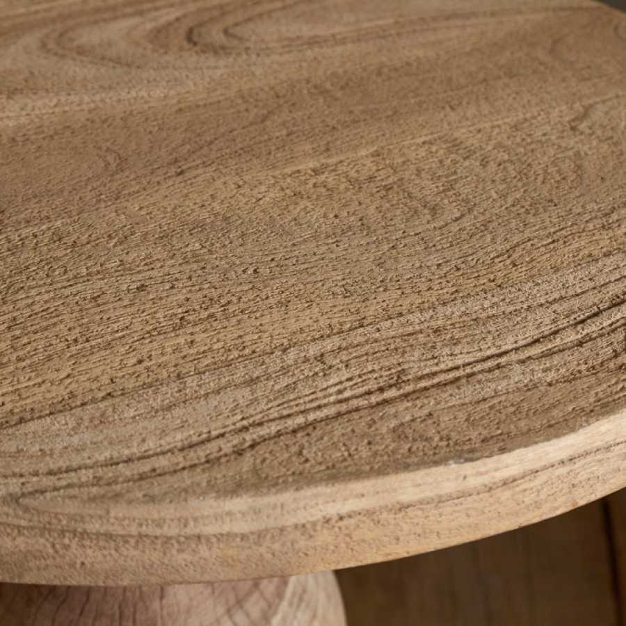 Nkuku Laya Round Carved Side Table - Natural