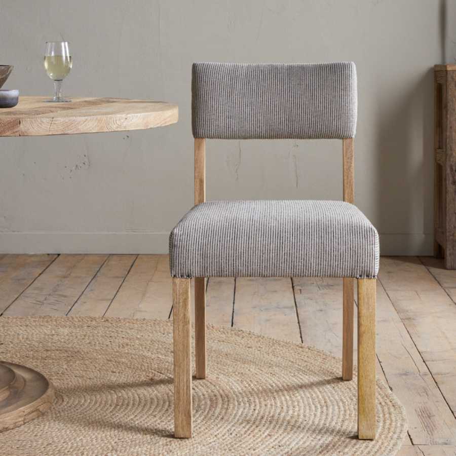 Nkuku Nadeeka Linen Upholstered Dining Chair - Soft Grey