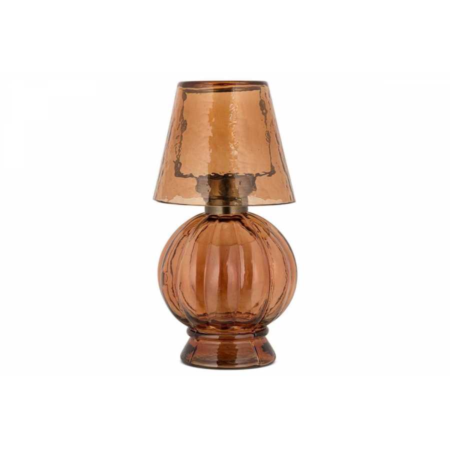 Nkuku Adesola Glass Tealight Holder Lamp - Amber