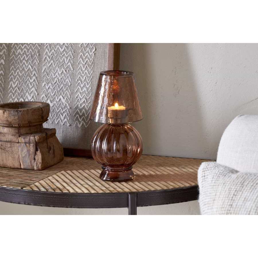Nkuku Adesola Glass Tealight Holder Lamp - Amber