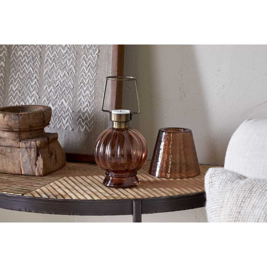 Nkuku Adesola Glass Tealight Holder Lamp - Amber