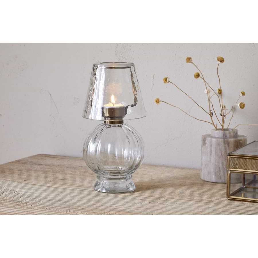 Nkuku Adesola Glass Tealight Holder Lamp - Clear