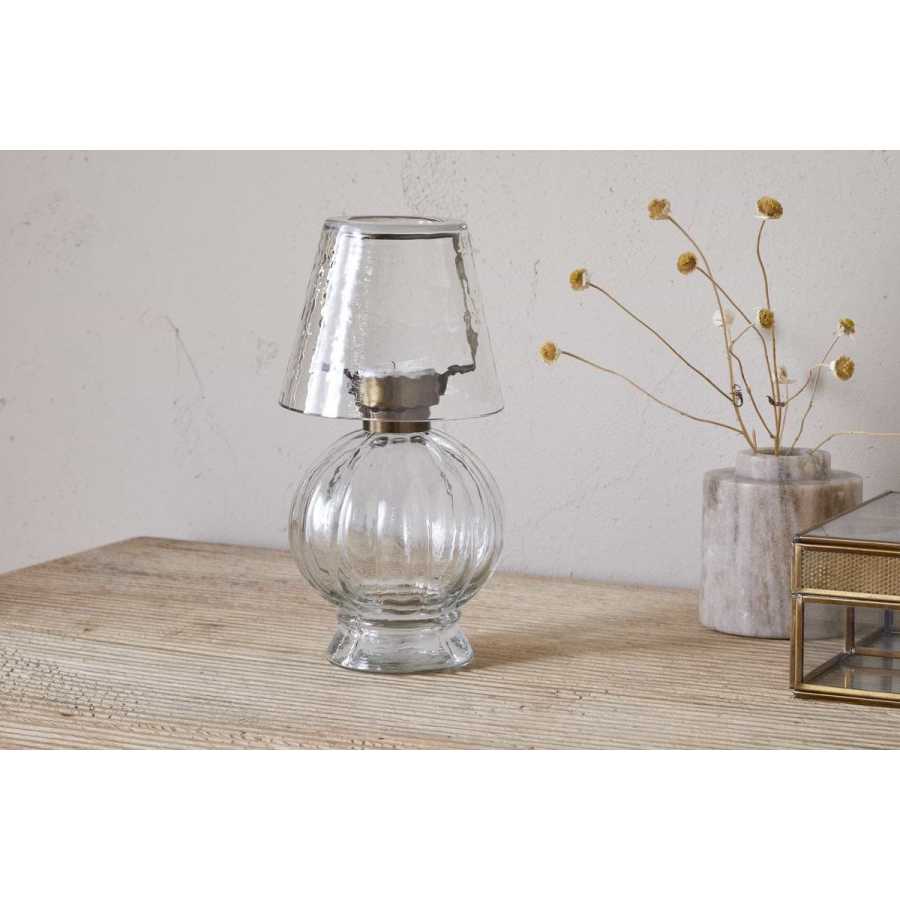 Nkuku Adesola Glass Tealight Holder Lamp - Clear