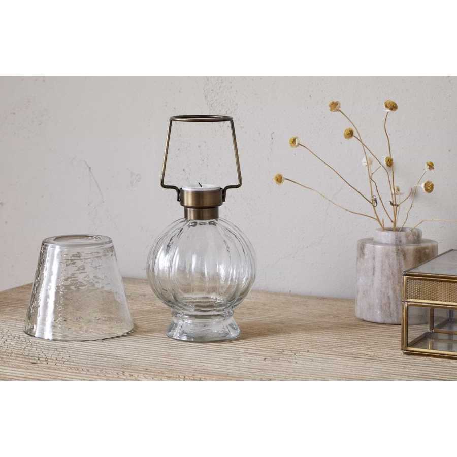 Nkuku Adesola Glass Tealight Holder Lamp - Clear
