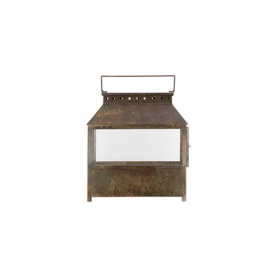 Akoko Wide Lantern - Brown Patina Nkuku Akoko Wide Lantern - Brown Patina