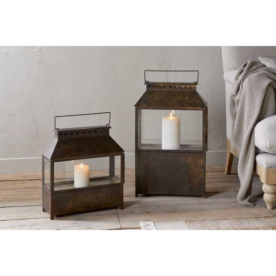 Akoko Wide Lantern - Brown Patina Nkuku Akoko Wide Lantern - Brown Patina