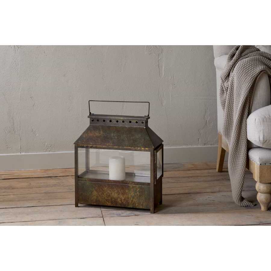 Akoko Wide Lantern - Brown Patina Nkuku Akoko Wide Lantern - Brown Patina