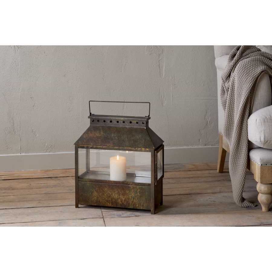 Akoko Wide Lantern - Brown Patina Nkuku Akoko Wide Lantern - Brown Patina