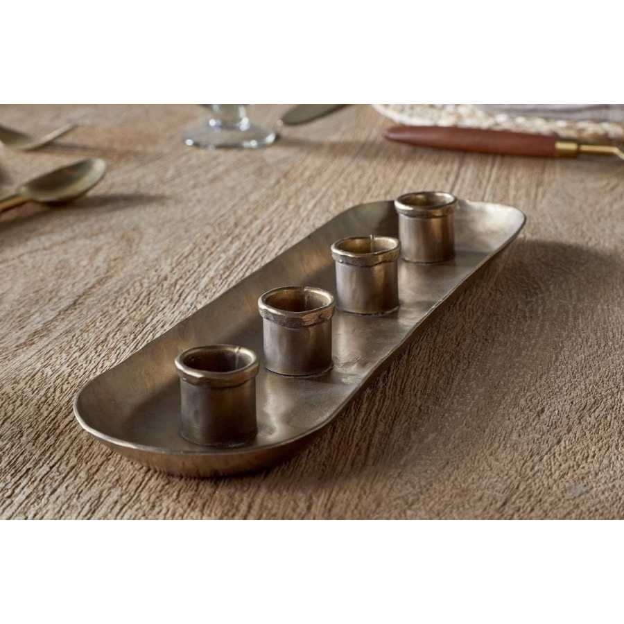 Amita Long Candle Holder - Antique Brass Nkuku Amita Long Candle Holder - Antique Brass